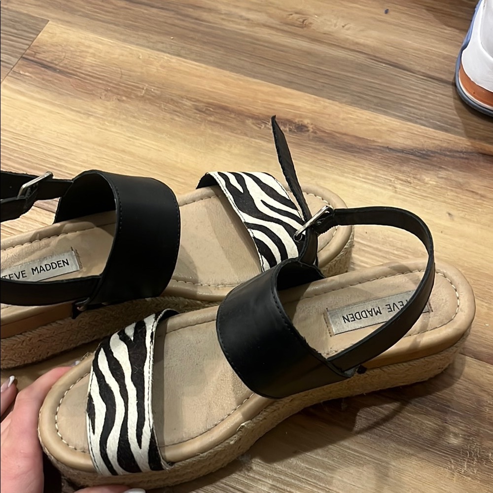 Steve Madden Black Sandals with Zebra Print Straps